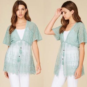 NEW Sage Lace Layering Kimono